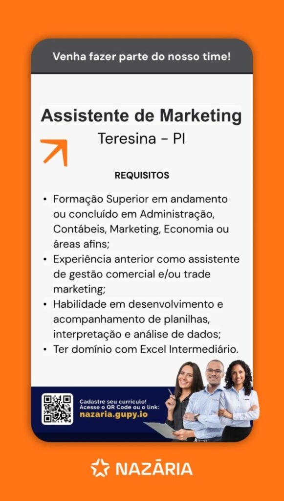 Vaga de emprego para Assistente de Marketing
