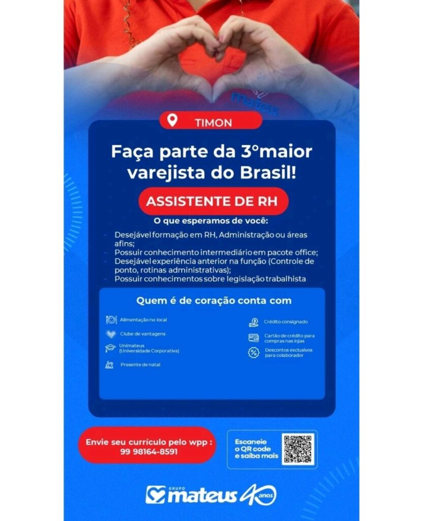 Vaga de emprego para Assistente de RH