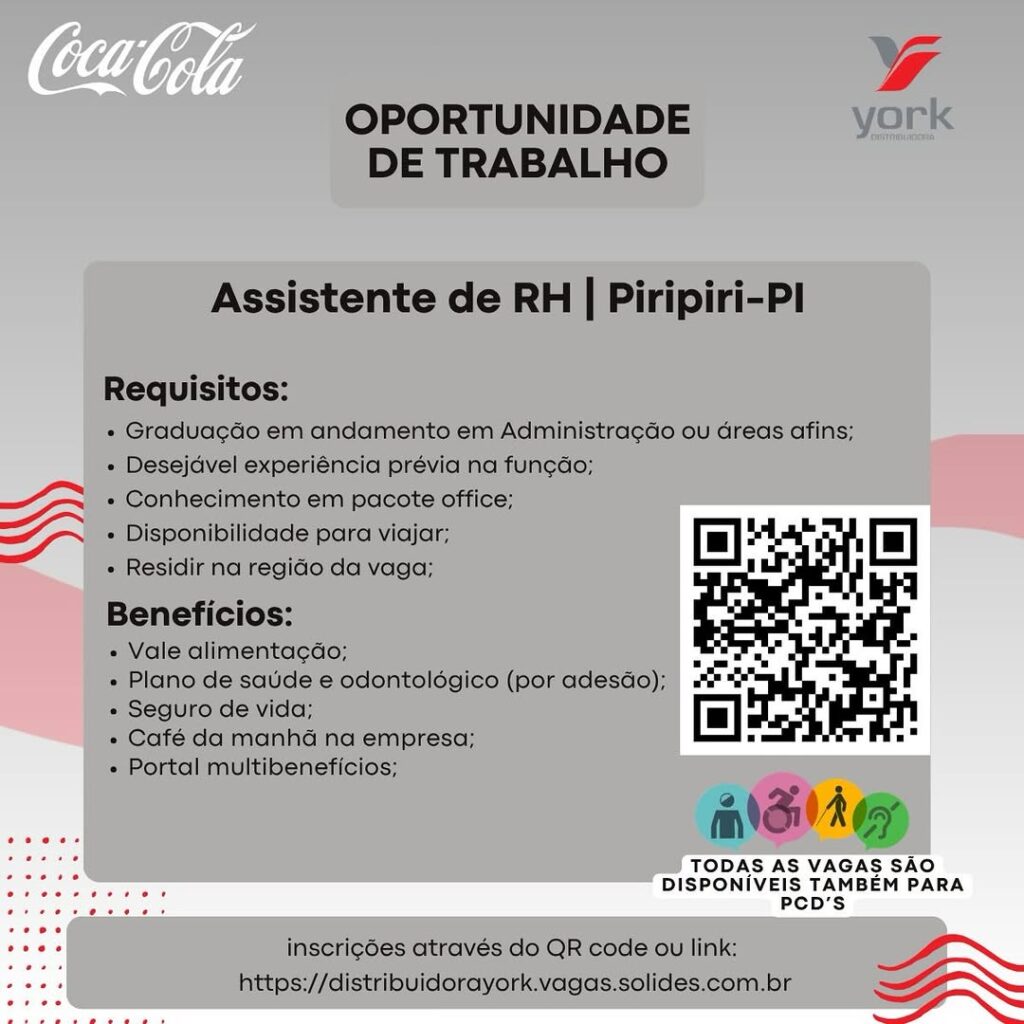 Vaga de emprego para Assistente de RH em Piripiri