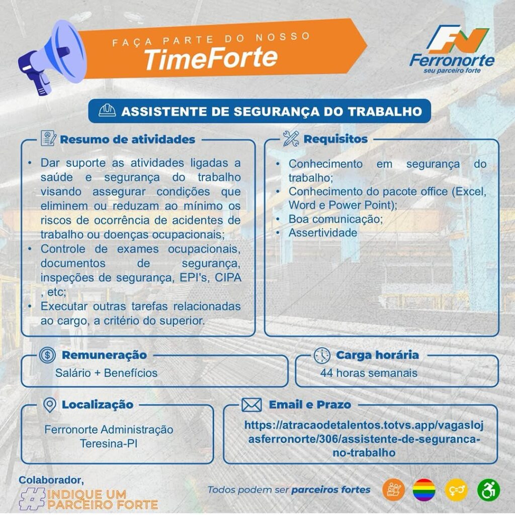 Vaga de emprego para Assistente de Segurança do Trabalho