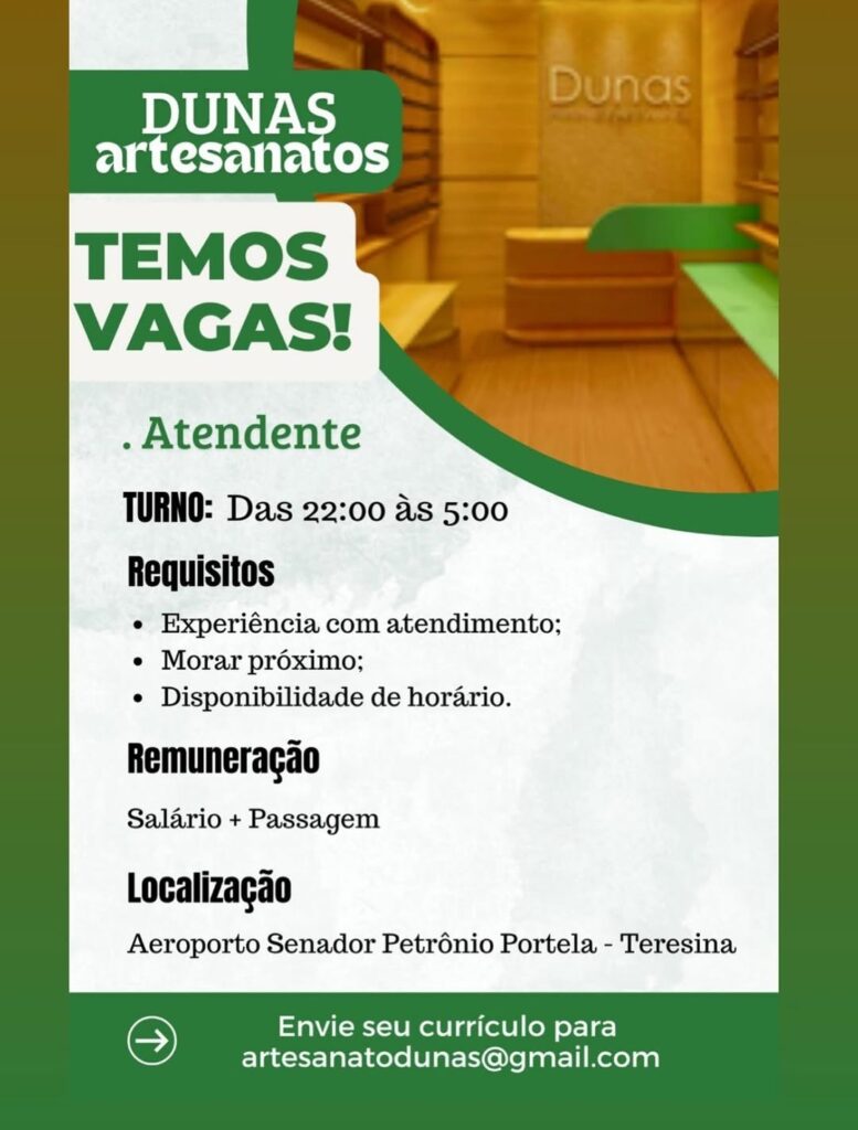 Vaga de emprego para Atendente
