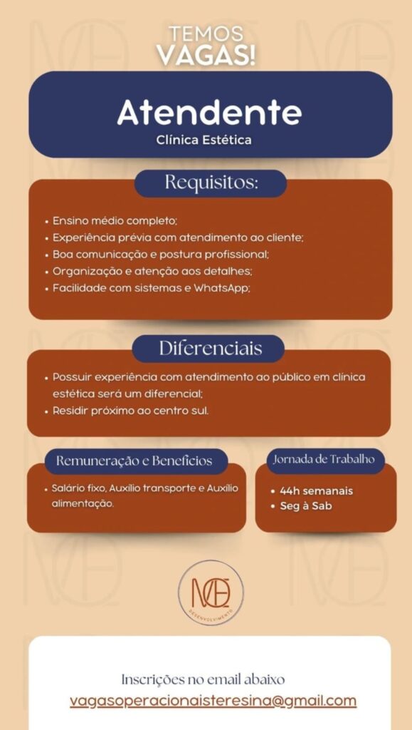 Vaga de emprego para Atendente