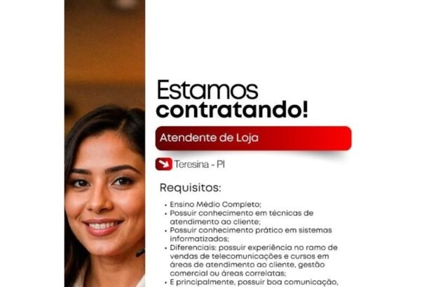 Vaga de emprego para Atendente de Loja