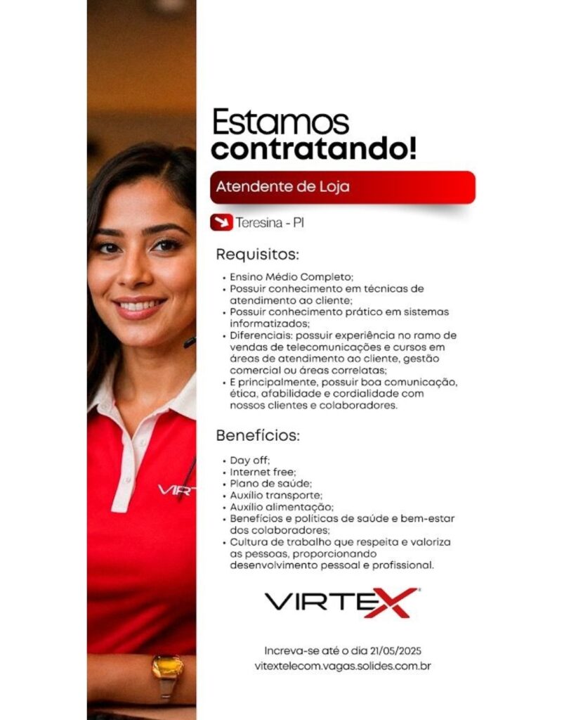 Vaga de emprego para Atendente de Loja