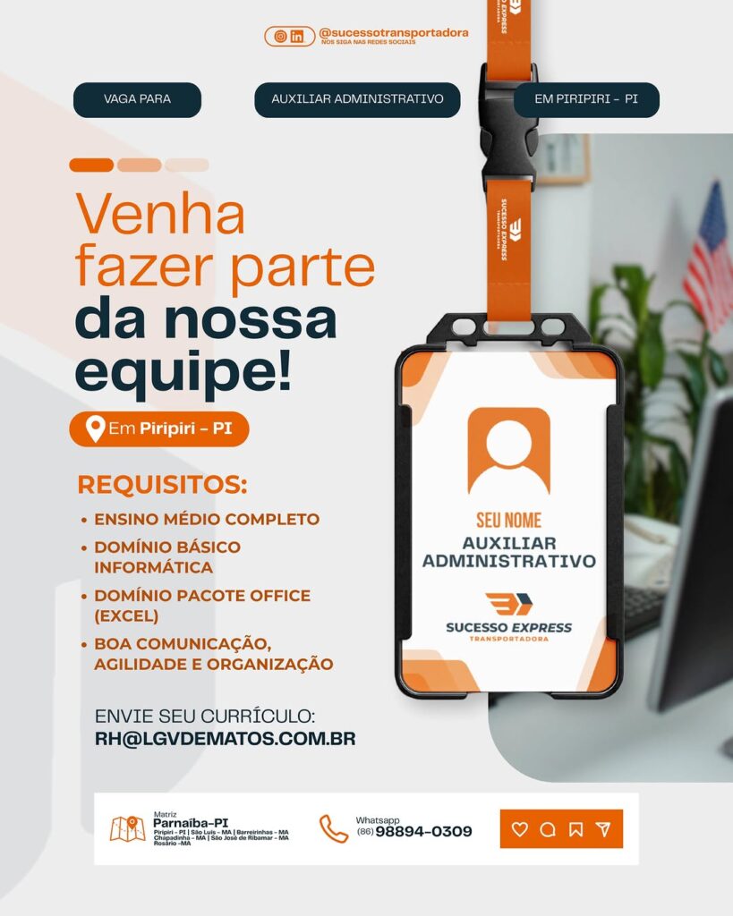 Vaga de emprego para Auxiliar Administrativo