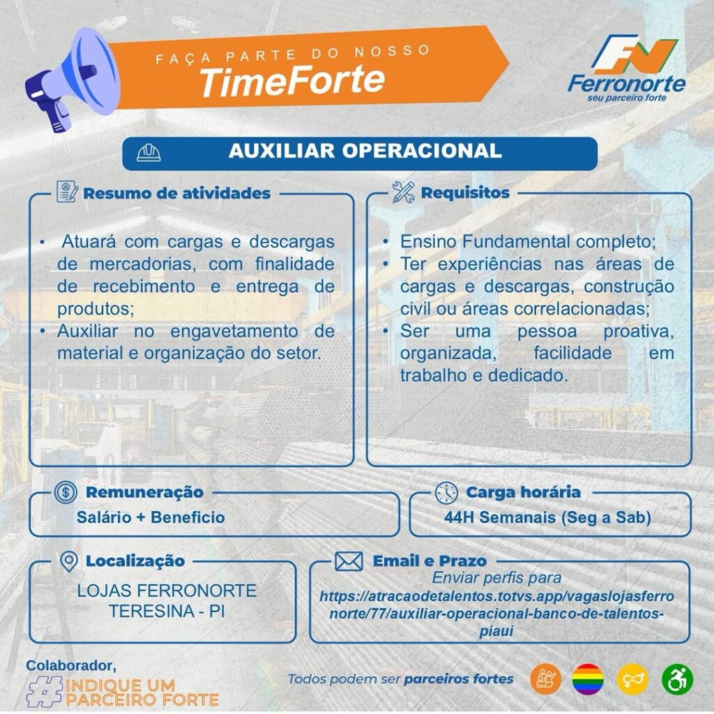 Vaga de emprego para Auxiliar Operacional