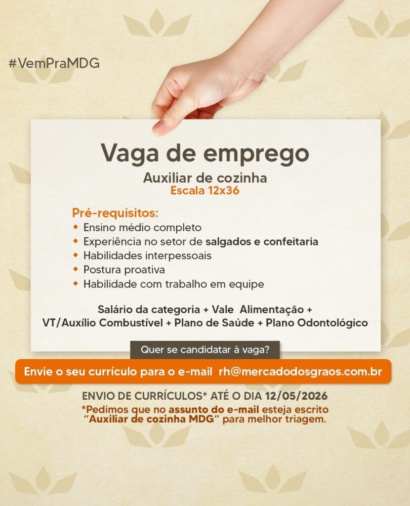 Vaga de emprego para Auxiliar de Cozinha