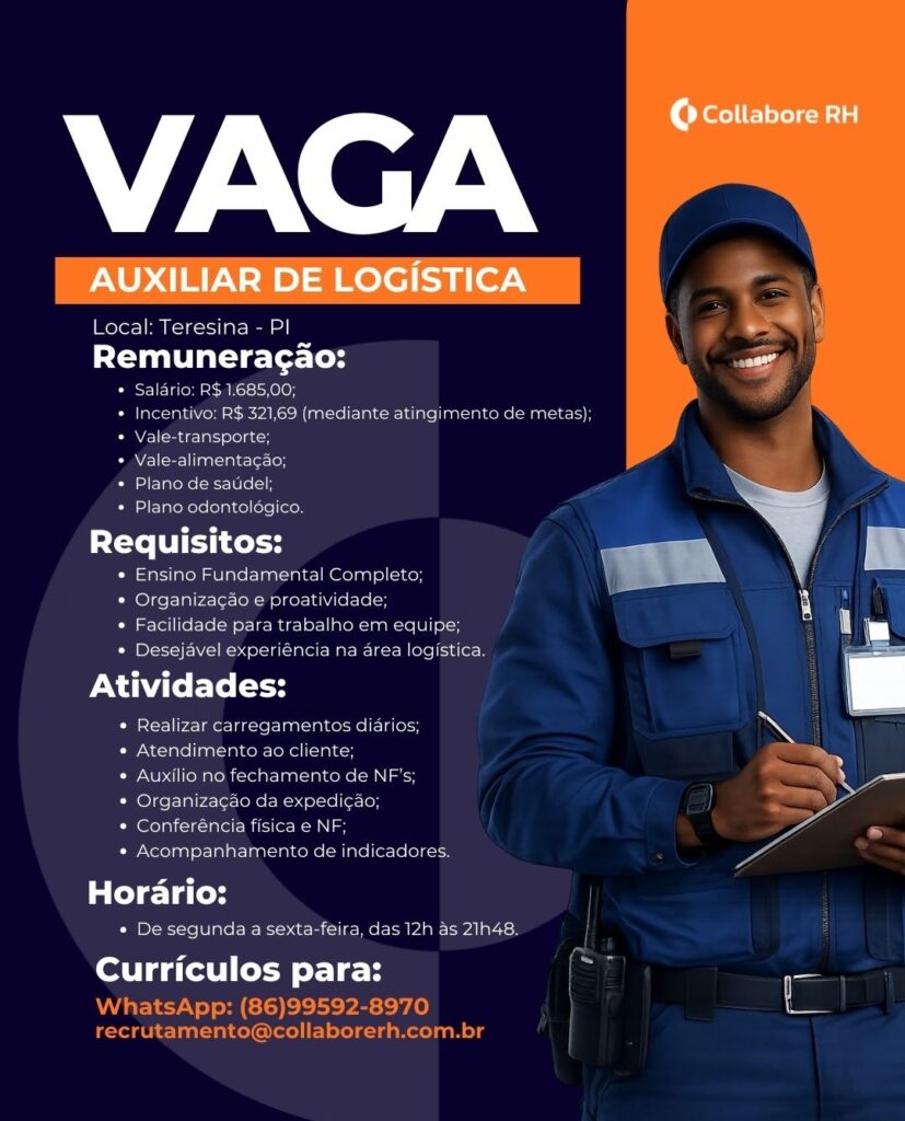 Vaga de emprego para Auxiliar de Logistíca