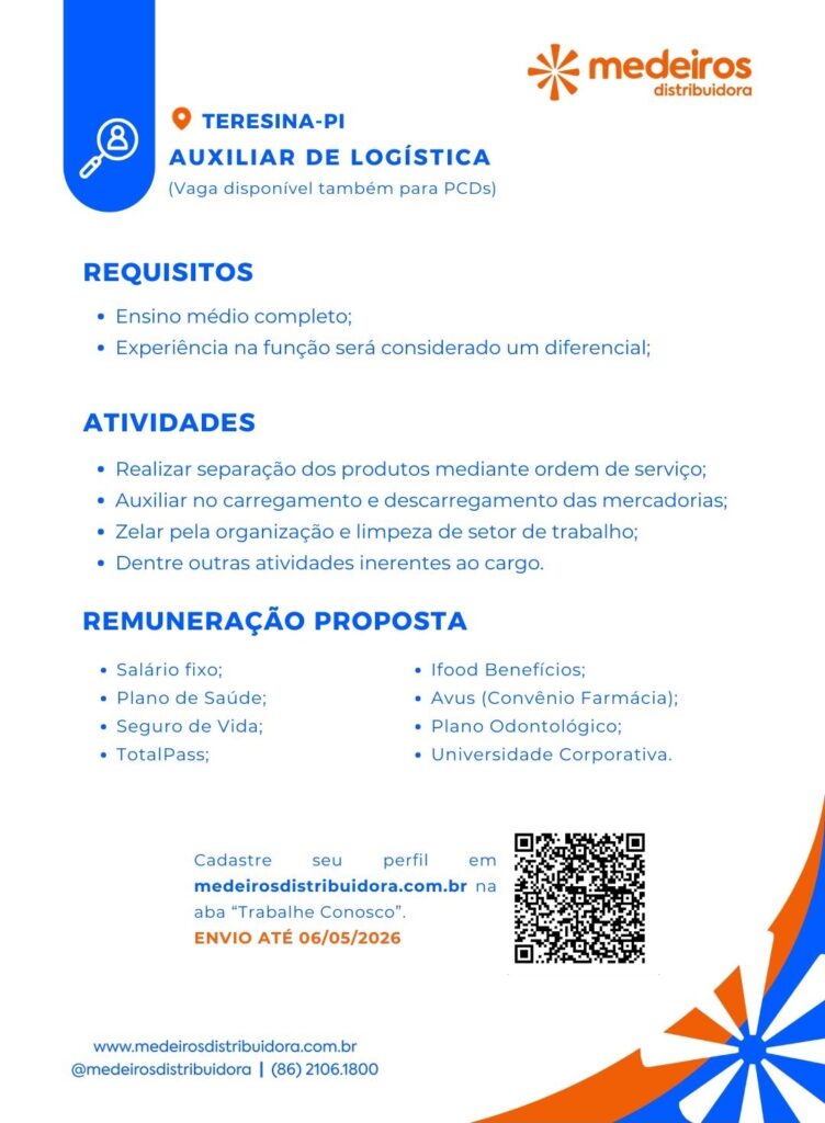 Vaga de emprego para Auxiliar de Logística