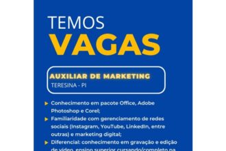 Vaga de emprego para Auxiliar de Marketing