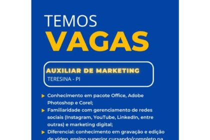 Vaga de emprego para Auxiliar de Marketing