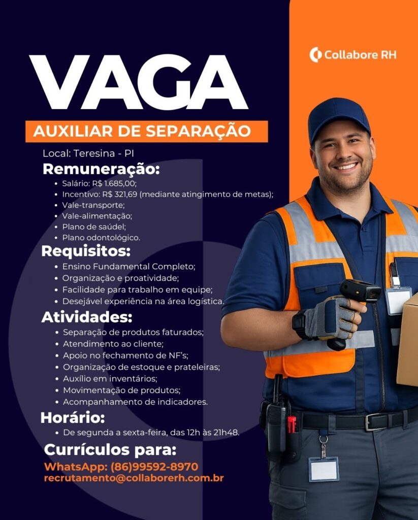 Vaga de emprego para Auxiliar de Separação