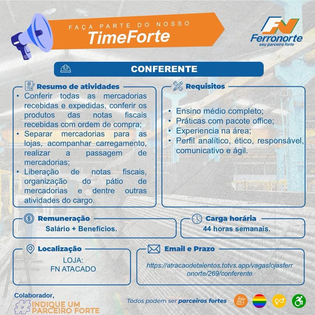 Vaga de emprego para Conferente