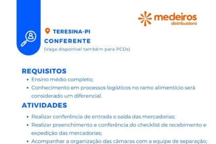 Vaga de emprego para Conferente