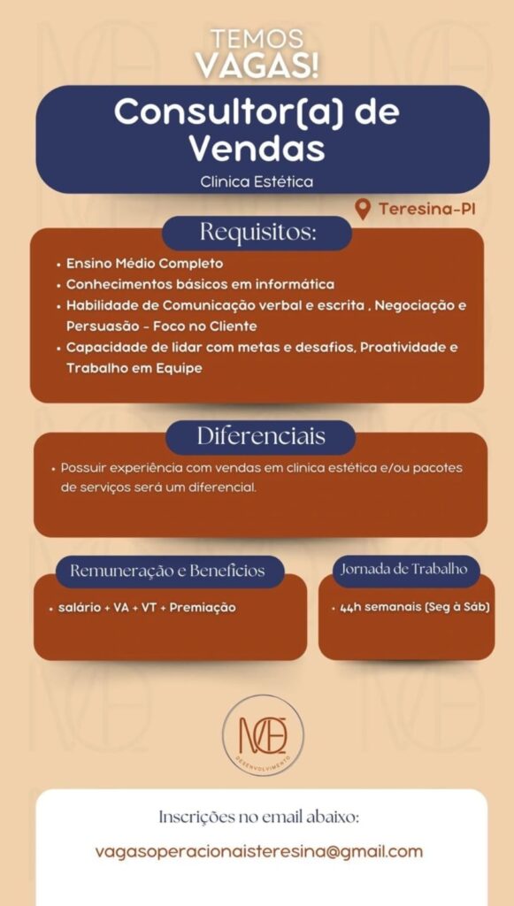 Vaga de emprego para Consultor(a) de Vendas