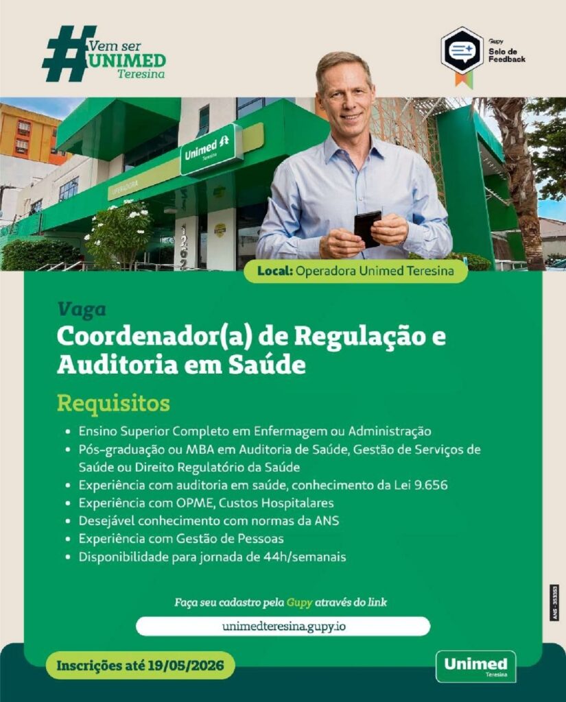 Vaga de emprego para Coordenador(a) de Regulação e Auditoria em Saúde