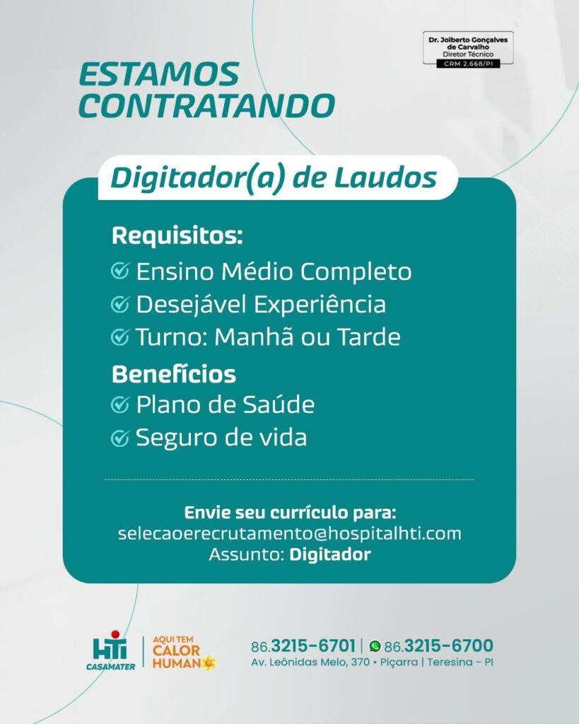 Vaga de emprego para Digitador(a) de Laudos