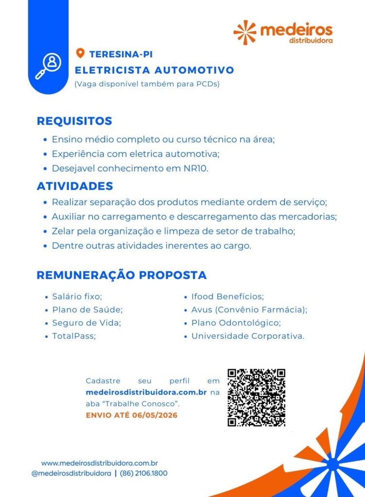 Vaga de emprego para Eletricista Automotivo