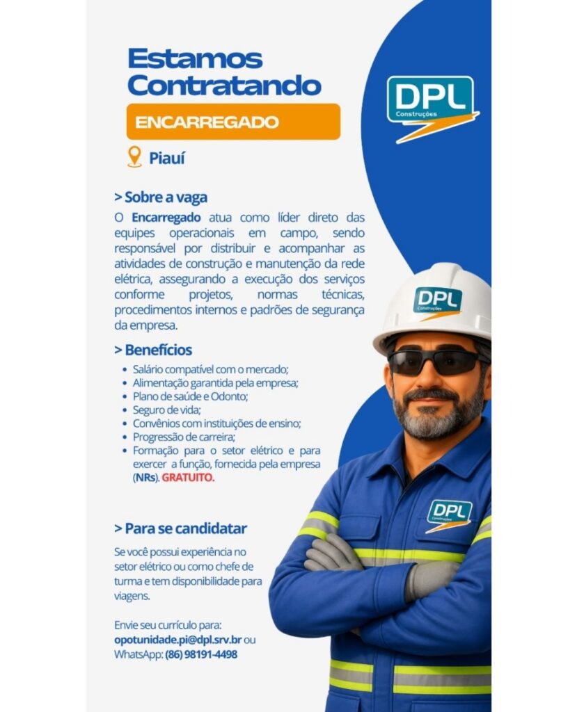 Vaga de emprego para Encarregado no Piauí
