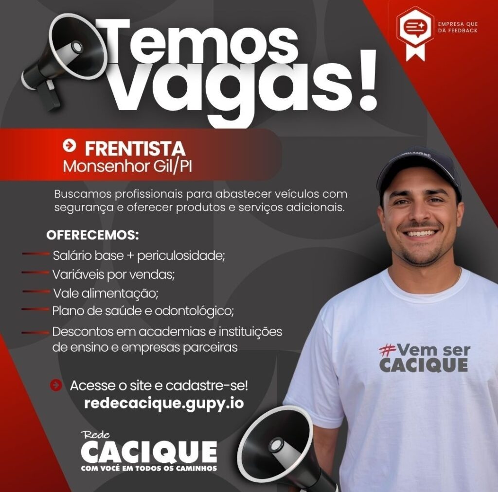 Vaga de emprego para Frentista em Monsenhor Gil
