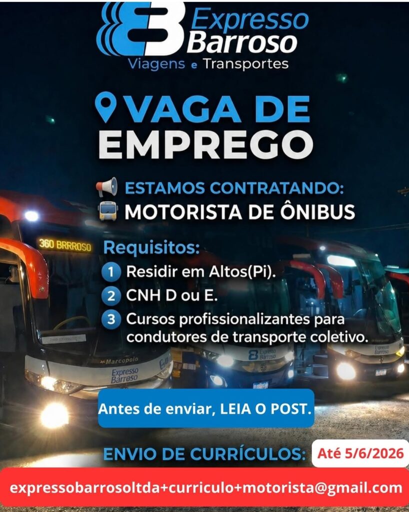 Vaga de emprego para Motorista de Ônibus