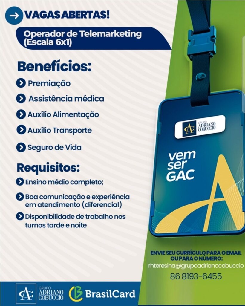 Vaga de emprego para Operador de Telemarketing