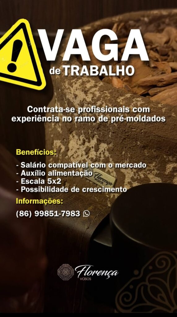 Vaga de emprego para Profissionais do Ramo Pré-Moldados