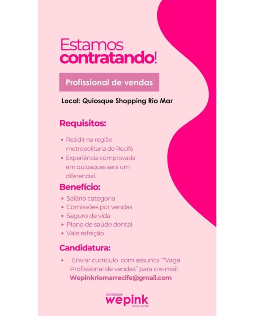 Vaga de emprego para Profissional de Vendas