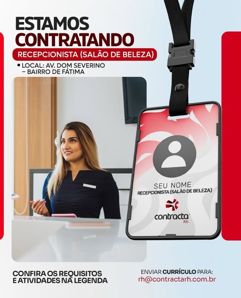Vaga de emprego para Recepcionista