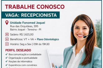 Vaga de emprego para Recepcionista
