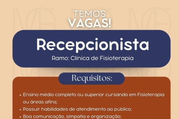 Vaga de emprego para Recepcionista