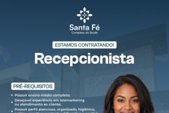 Vaga de emprego para Recepcionista