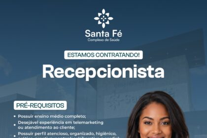 Vaga de emprego para Recepcionista