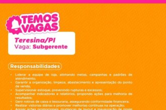 Vaga de emprego para Subgerente
