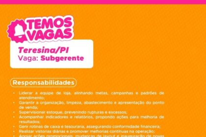 Vaga de emprego para Subgerente