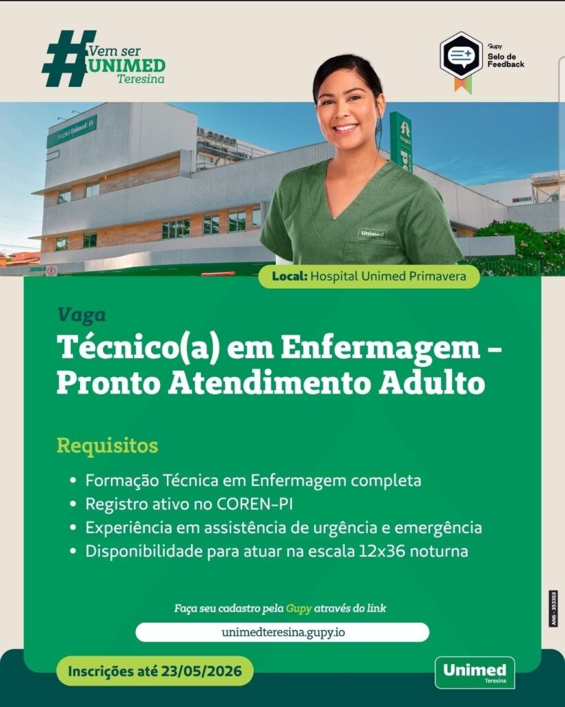 Vaga de emprego para Téc. de Enfermagem