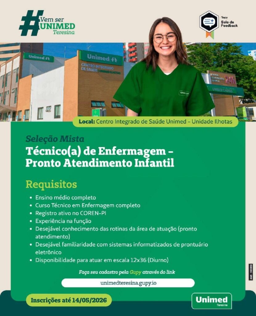 Vaga de emprego para Técnico de Enfermagem