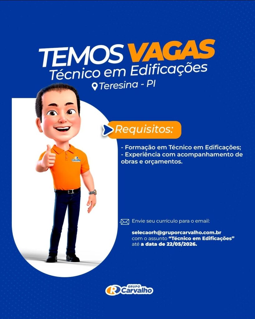 Vaga de emprego para Técnico em Edificações
