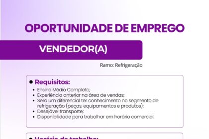 Vaga de emprego para Vendedor(a)