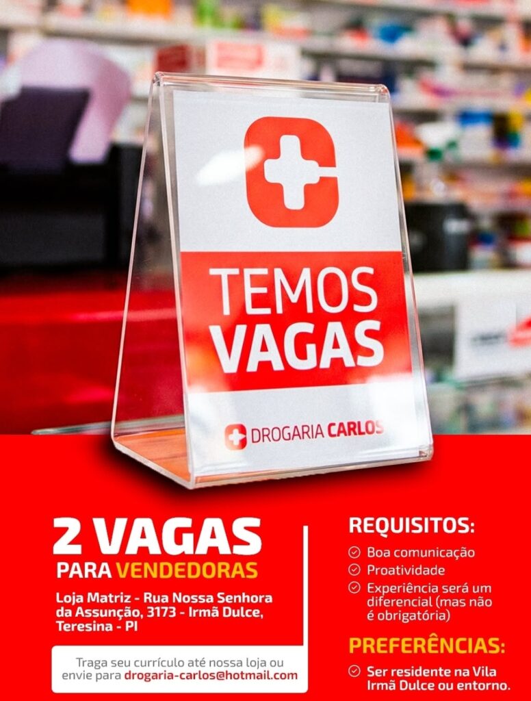 Vaga de emprego para Vendedoras