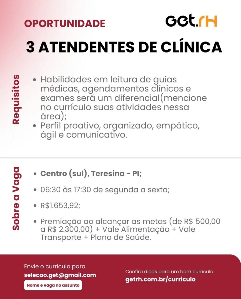 Vagas de emprego para Atendente de Clínica