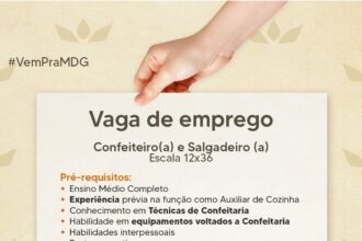 Vagas de emprego para Confeiteiro(a) e Salgadeiro(a)
