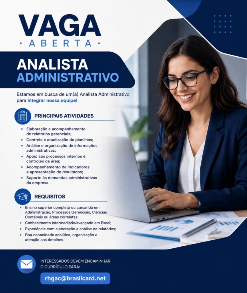 Vaga de emprego para Analista Administrativo