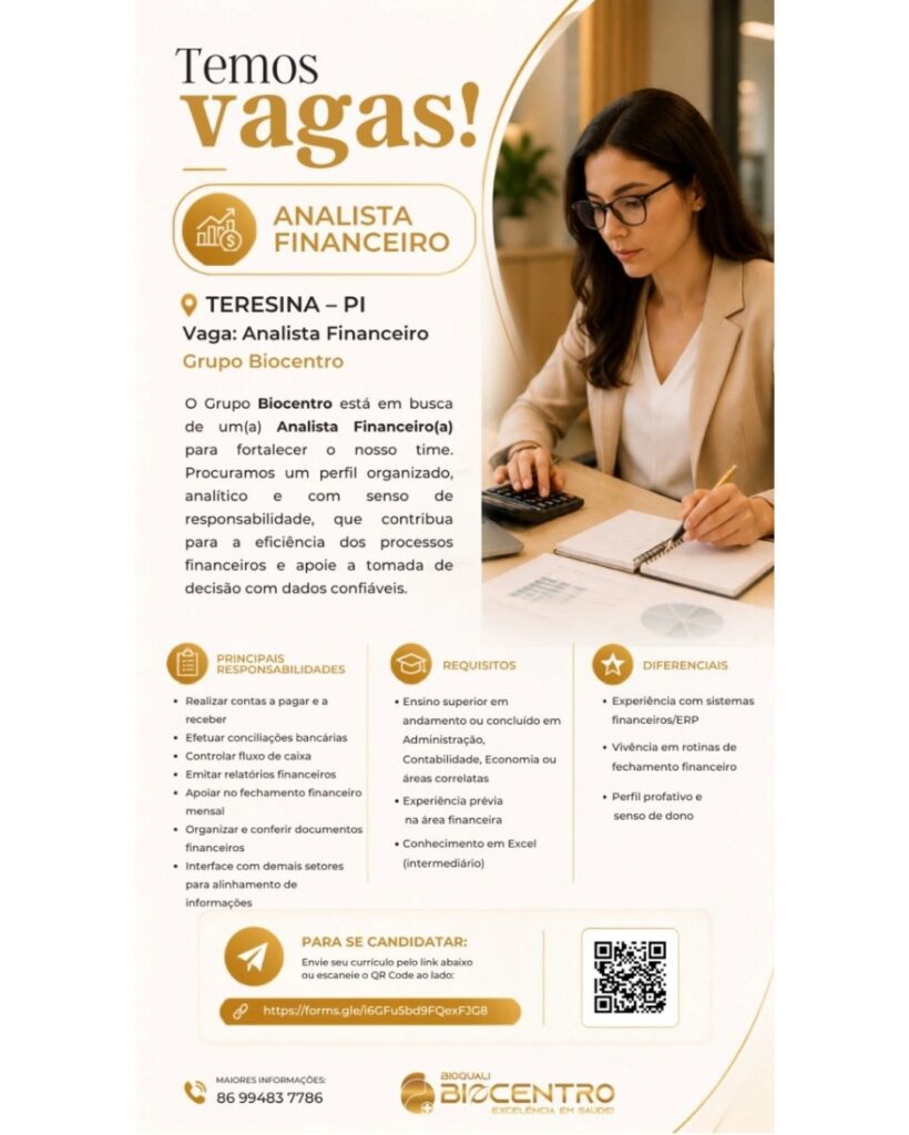 Vaga de emprego para Analista Financeiro
