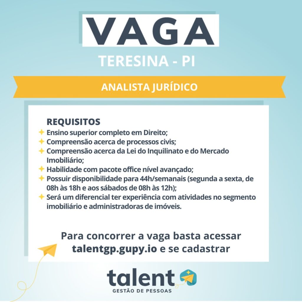 Vaga de emprego para Analista Jurídico