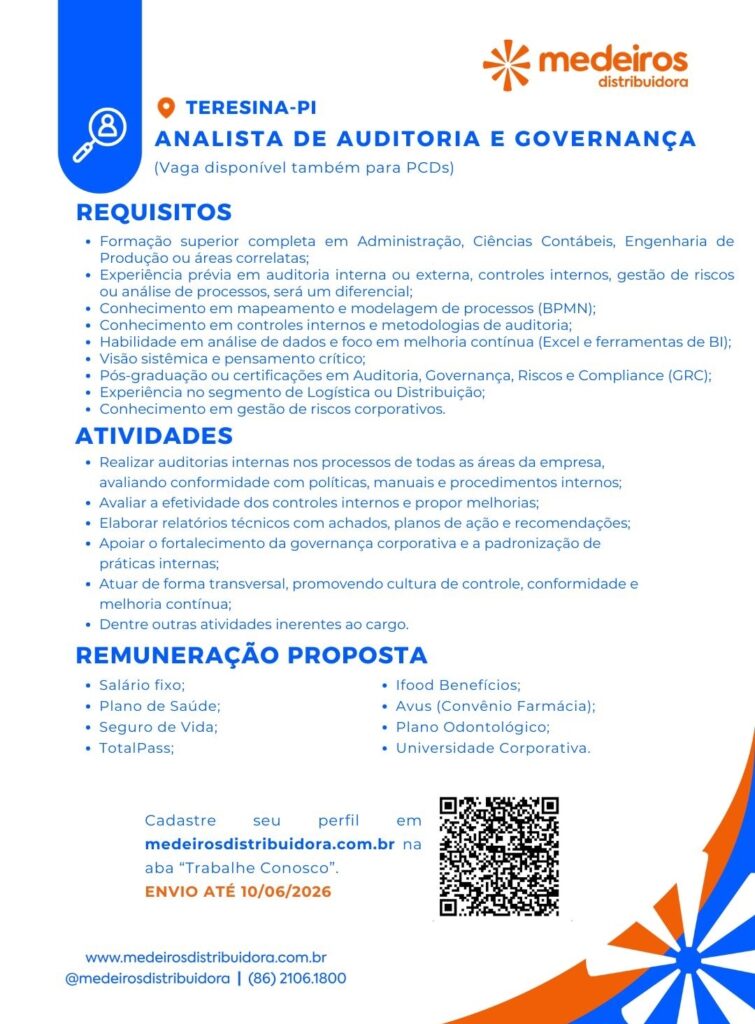 Vaga de emprego para Analista de Auditoria e Governança