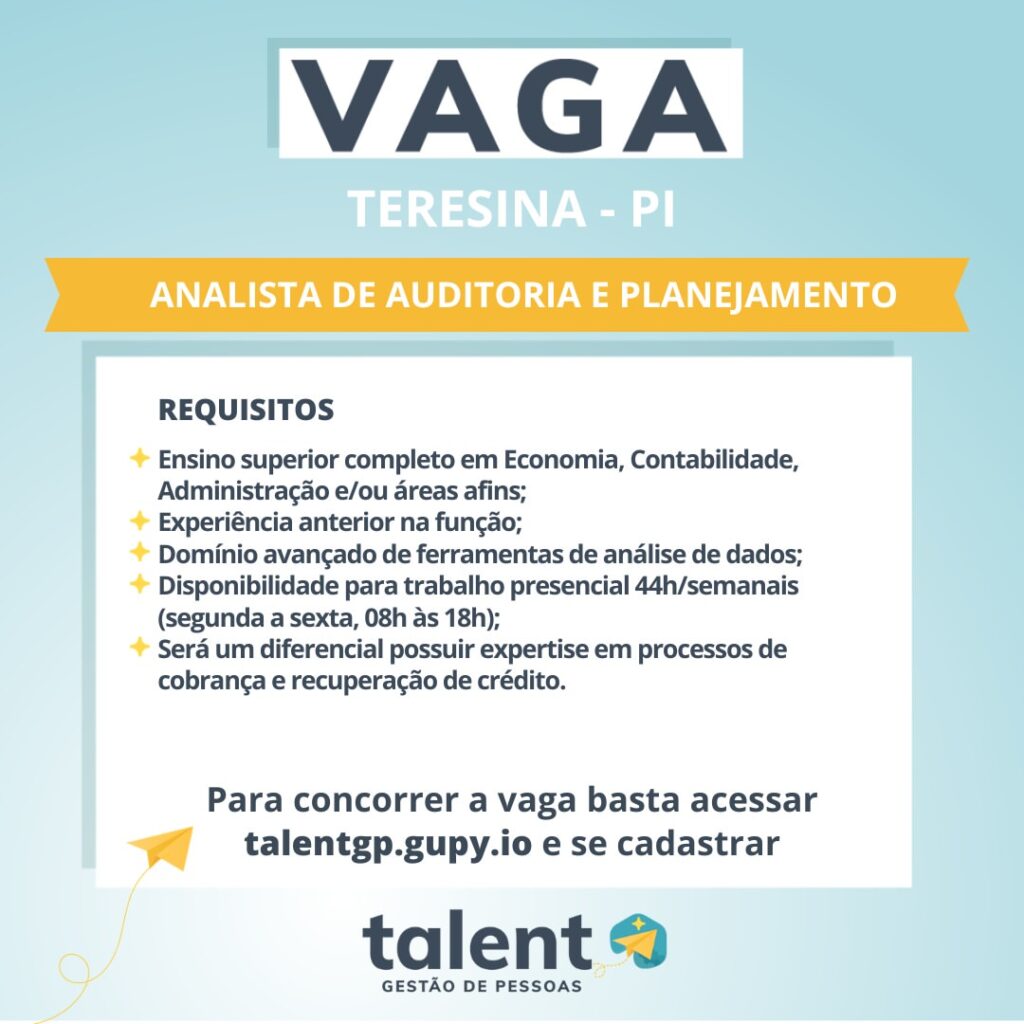 Vaga de emprego para Analista de Auditoria e Planejamento