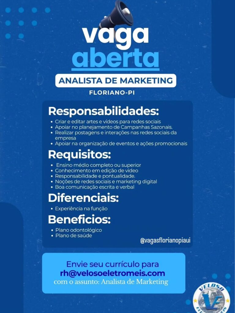 Vaga de emprego para Analista de Marketing em Floriano