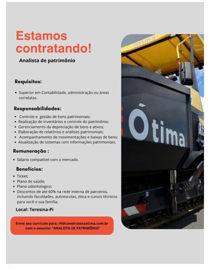 Vaga de emprego para Analista de Patrimônio