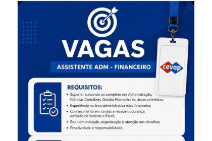 Vaga de emprego para Assistente Administrativo